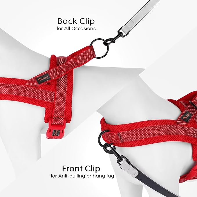 Didog No Pull Dog Harness with Breathable Mesh Padded, Full Reflective & Quick Fit Adjustable Vest Harness, Easy for Training Walking for Small & Medium and Large Dogs (Red, L:Chest 26-32")-Mewly Pet