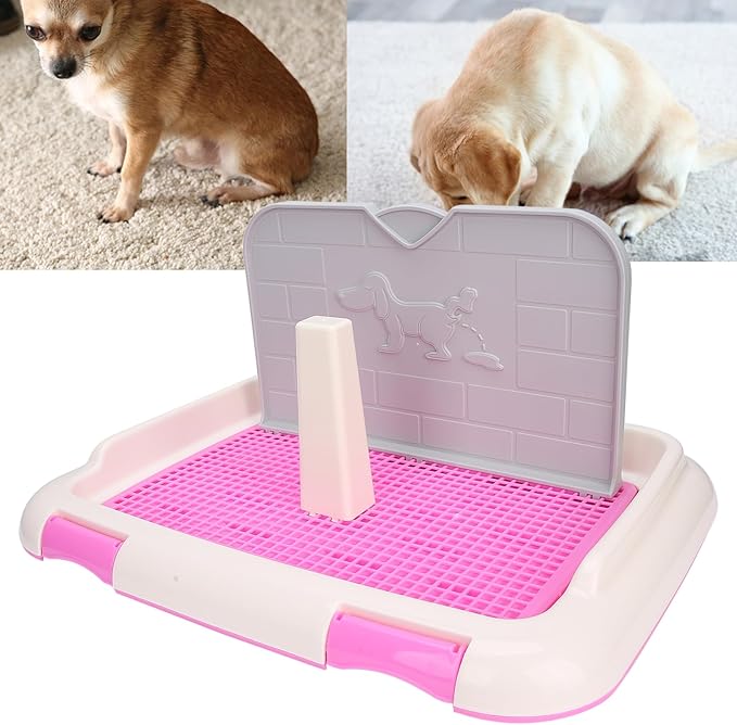 Puppy Dog Potty Tray, Puppy Training Toilet Tray Pet Training Pad Holder, Cat Potty Fence Dog Scheduled Urination Potty Tray, Dog Litter Box for Small and Medium Dogs, Bunny, Cats (Pink)-Mewly Pet