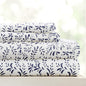 Linen Market Double-Brushed Patterned Microfiber California King Sheet Set 4 Piece – OEKO-TEX Certified Ultra Soft & Wrinkle-Free - 16" Deep Pocket Sheets Easy Care Cal-King Size - Burst of Vines Navy