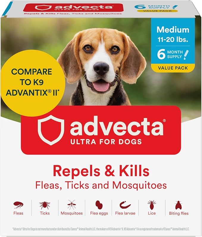 Ultra Flea and Tick Prevention for Dogs - Dog and Puppy Treatment and Control - Mosquito Repellent - Medium, Fast Acting Waterproof Topical Drops, 6 Month Supply-Mewly Pet