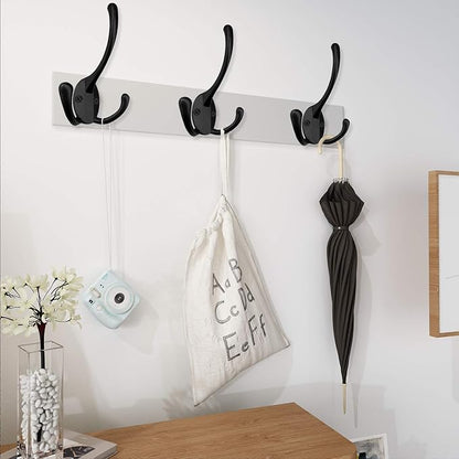 IBosins 18 Pack Big Heavy Duty Three Prongs Coat Hooks Wall Mounted with 36 Screws Retro Double Utility Rustic Hooks for Thick Coat, Big Heavy Bag