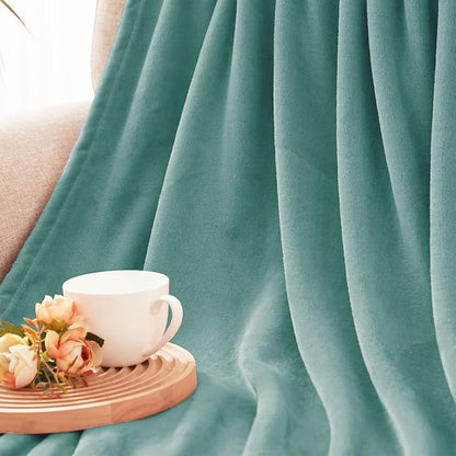 Exclusivo Mezcla Fleece Throw Blanket for Couch, Sofa, 300GSM Super Soft and Warm Blankets, Celadon Throw All Season Use, Cozy, Plush, Lightweight, 50x60 Inches