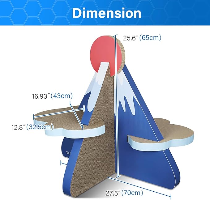 Cat Scratcher Post Board, Mount Fuji Shape Cat Scratching Lounge Bed, Durable Pad Prevents Furniture Damage-Mewly Pet