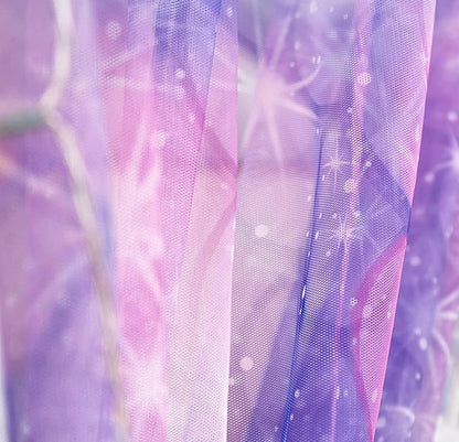 Mengersi Tie Dye Canopy Bed Curtains with Lights,Gradient Ombre Bed Canopy for Girls,Canopy for Bed Princess Bed Drapes for Girls Room Decor(Full,Purple)