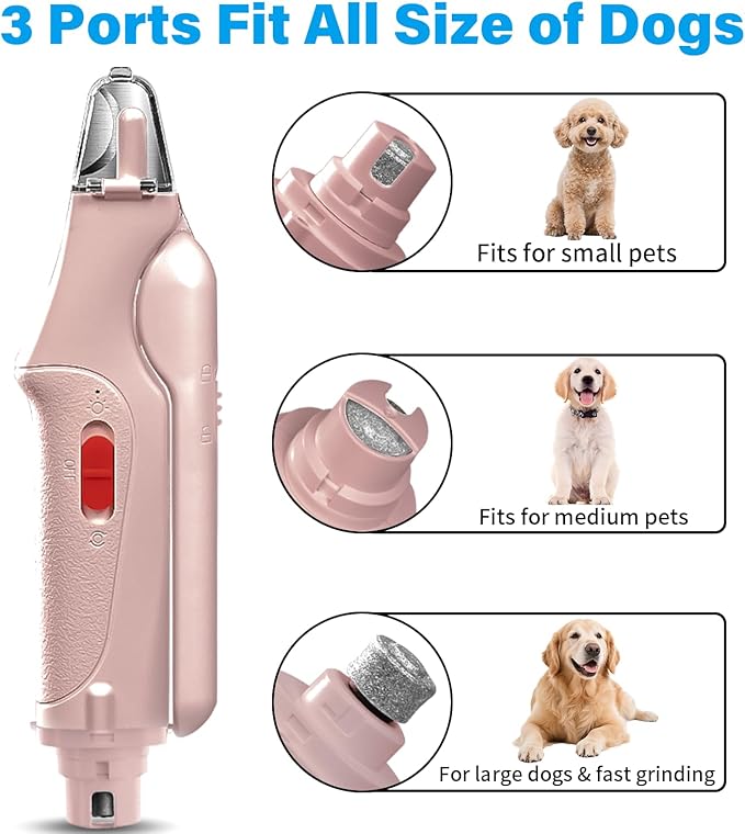 Dog Nail Clippers & Cat Nail Clipper with Catcher, 2 in 1 Dog Nail Trimmers & Grinder with Light for Large Small Dogs Cats,Silent Groom Pro Claw Trimmer, Rechargeable Dogs Nails Grinder Quiet-Mewly Pet