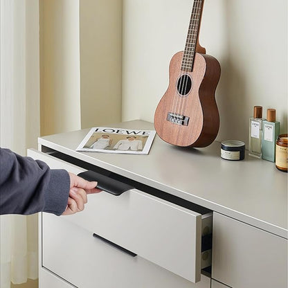 JOOJA 10 Pack Modern Style Finger Edge Pull Furniture DrawerHandles Hidden Cabinet Kitchen Drawer Handles Knobs,Black 150mm