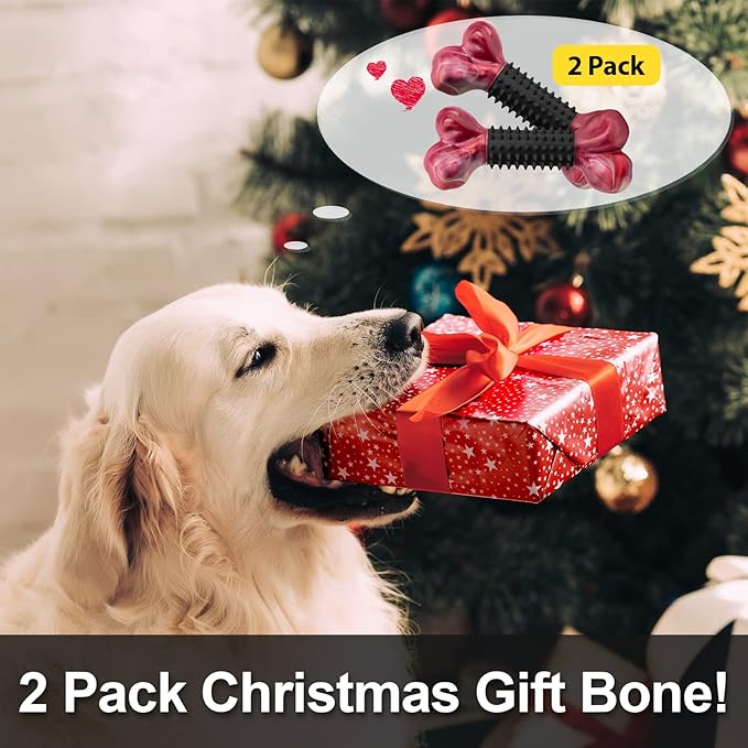Apasiri Dog Toys for Aggressive Chewers with Bacon Flavor: 8" Indestructible Chew Bones for Large Breeds, Tough Nylon & Rubber Dog Toys Keep Them Busy, Interactive Play - 2-Pack-Mewly Pet