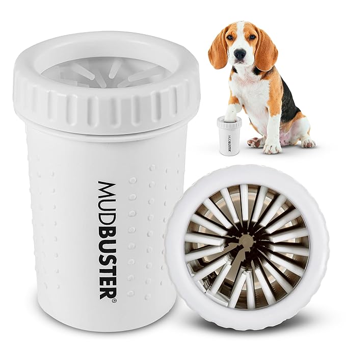 Dexas MudBuster Portable Dog Paw Cleaner, Medium, Bright White Special Edition, Premium Pet Supplies and Accessories-Mewly Pet