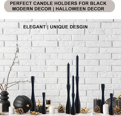 Candle Holder Black Candlestick Holders,Taper Candle Holders for Candlesticks Set of 3,(12"/10"/7.5" H) Tall Wooden Modern Candle Sticks Candle Holder for Decor