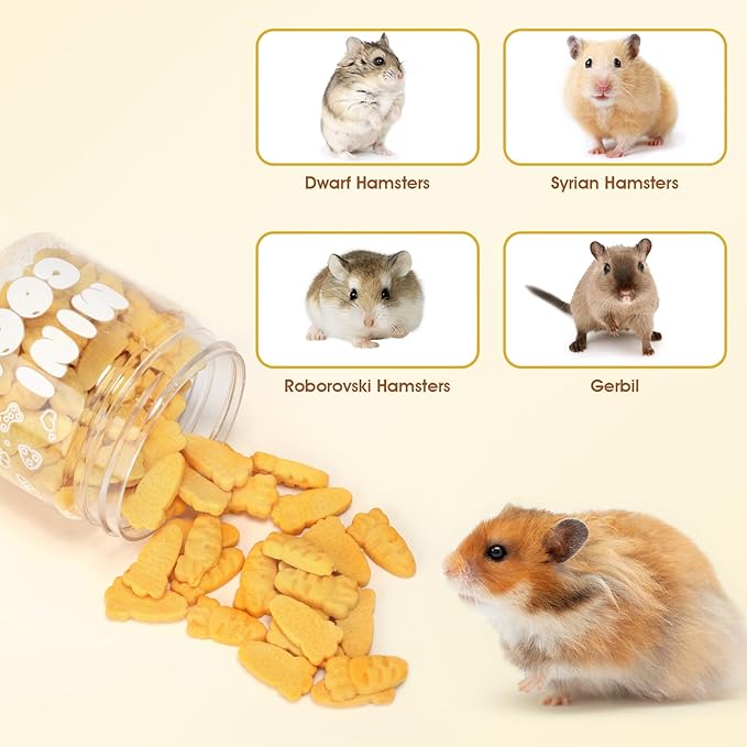 Abizoo Hamster & Gerbil Treats, Crunchy Baked Hamster Snacks with Carrot and Yeast, Natural Training Reward Chew Treats for Small Animals, Supports Digestion and Dental Health-Mewly Pet