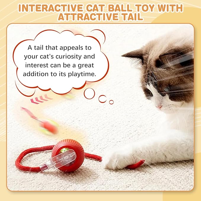 Interactive Cat Toys for Indoor Cats, Rechargeable 360° Automatic Moving Cat Toy for Bored Indoor Adult Cats, 2025 Upgraded Chase Motion Activated Kitten Toys - Red-Mewly Pet