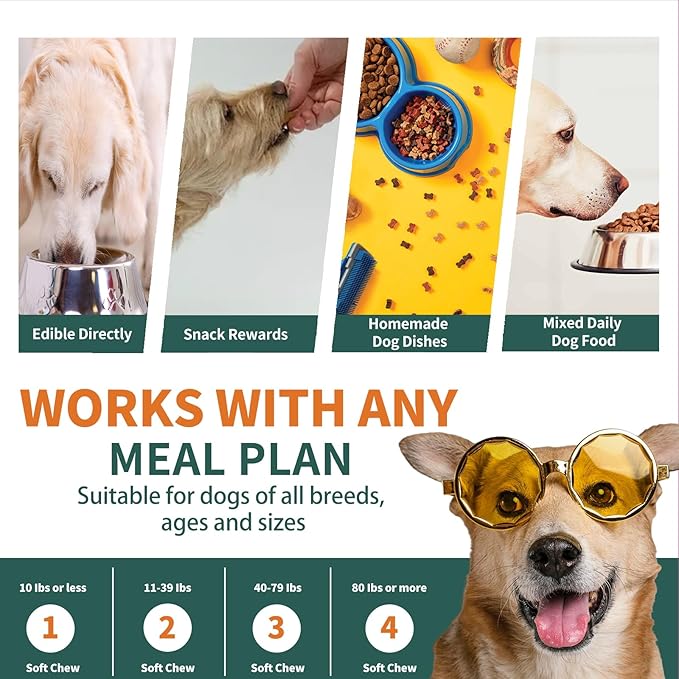 Dog Multivitamin, Glucosamine Chondroitin for Dogs, Dog Vitamins and Supplements, Probiotics, Krill Oil for Hip & Joints, Skin, Coat, Immune Health, Heart, Digestion (120 Chews, Chicken)-Mewly Pet