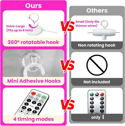 HXWEIYE 300LED Fairy Curtain Lights, 9.8x9.8Ft USB Plug-in 8 Modes Christmas String Hanging Lights with Remote for Bedroom Backdrop Wedding Party Indoor Wall Decor, Pink, Standard