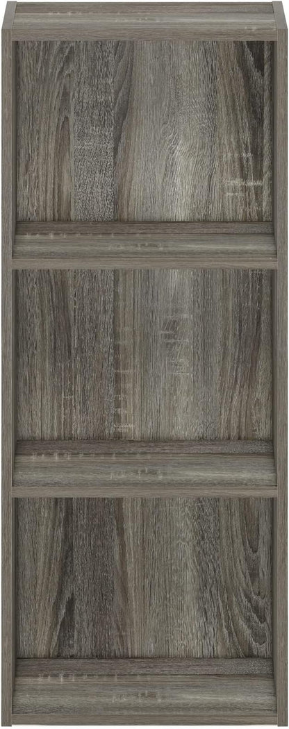 Furinno LUDER Book Shelf, 3-Cube Bookshelf, Bookcase, 9.3" x 12" x 31.5", for Living Room, Bedroom, Home Office, French Oak