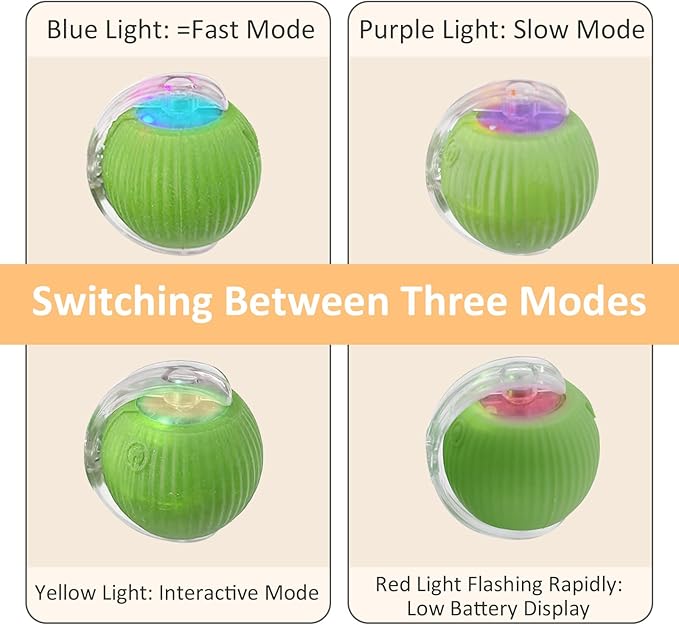 Chewie Viral Rolling Ball, Interactive Cat Toys Ball for Indoor, Cats Interactive Self Rolling Ball Dog Ball Automatic Cat Toy 360° Smart Automatic Rolling Pet Ball (Green)-Mewly Pet