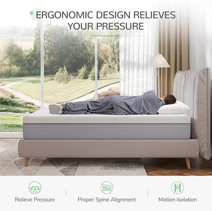 Novilla Queen Mattress, 10 Inch Gel Memory Foam Queen Size Mattress for Cool Night & Pressure Relief, Medium Plush Bed Mattresses, Bliss