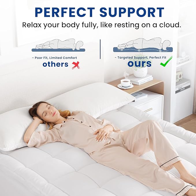 Twin Mattress Topper, Extra Thick Pillowtop, Cooling and Plush Mattress Pad Cover for Back Pain,Soft Mattress Protector Cover with 8-21 Inch Deep Pocket(39''x75'')