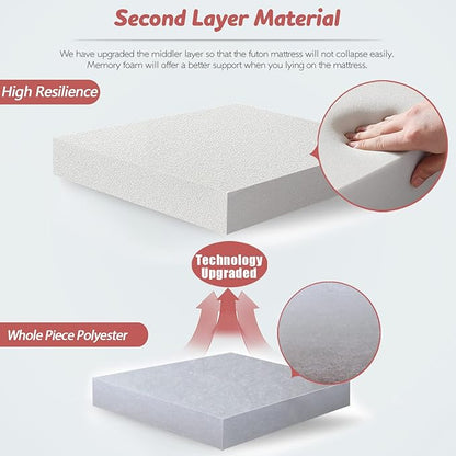 MAXYOYO Bohemian Vintage Floral Japanese Futon Mattress - Roll Up Tatami Floor Mat, Foldable Bed, Portable Camping Mattress, Sleeping Pad, Floor Lounger, Couch Bed - Queen Size