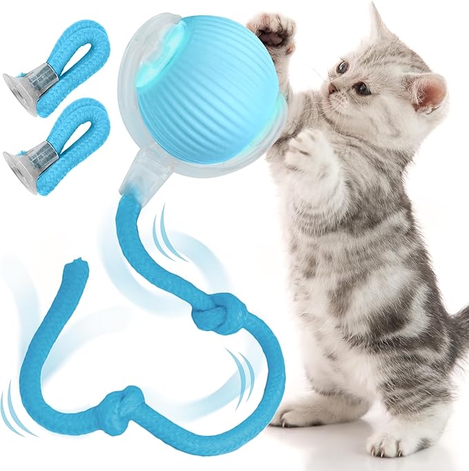 Pawlo Speedy Tail 2.0 Cat Toy –Teazys Turbo Tail Upgrade – Interactive Cat Toy – Kitten Toys – Automatic cat Toy for Boredom – Moving cat Toys for Indoor Cats with 2 Tails (Blue)-Mewly Pet