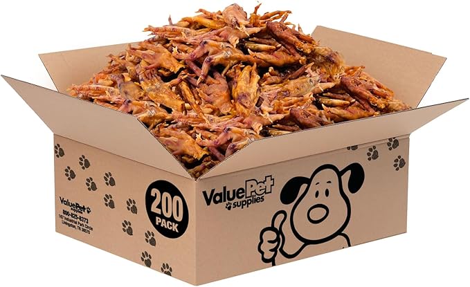 ValueBull Chicken Feet for Dogs, 200 Count Bulk Pack - All Natural Dog Chew, Hip and Joint Chew, Single Ingredient Dog Treat-Mewly Pet