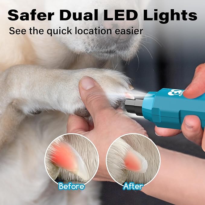 Casfuy 6-Speed Dog Nail Grinder - Newest Enhanced Pet Nail Grinder Super Quiet Rechargeable Electric Dog Nail Trimmer Painless Paws Grooming & Smoothing Tool for Large Medium Small Dogs (Bright Blue)-Mewly Pet