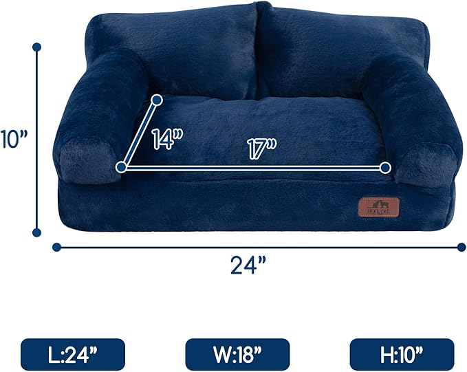 Hollypet Fluffy Plush Pet Cat Couch Sofa Soft Calming Pet Dog Sofa Beds for Medium Small Cats and Dogs, Cobalt Blue-Mewly Pet