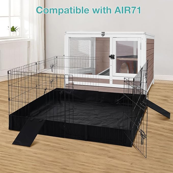 Guinea Pig Cage with Wooden Stand,Indoor Rabbit Hutch with 2 Stories,Hamster Cage with Anti Chew Ramp,Hideout, Platform, Pull Out Tray (Brown)-Mewly Pet