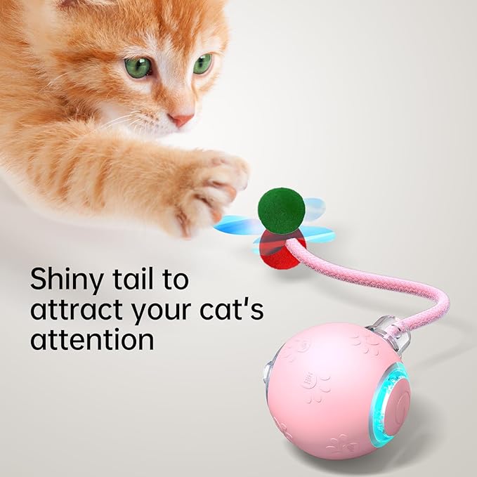 Interactive Cat Toys for Indoor Cats - Kitten Toy with Speedy Tail 2.0, Automatic Cat Toys for Bored Indoor Adult Cats, Motion-Activated, 2025 New Upgraded, USB Rechargeable (Pink)-Mewly Pet
