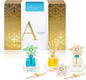 AGRARIA at The Beach PetiteEssence Collection, Handmade Sola Flower Reed Diffuser Set of 3, Luxury Home Fragrance Scented Oil Diffuser Gift Set