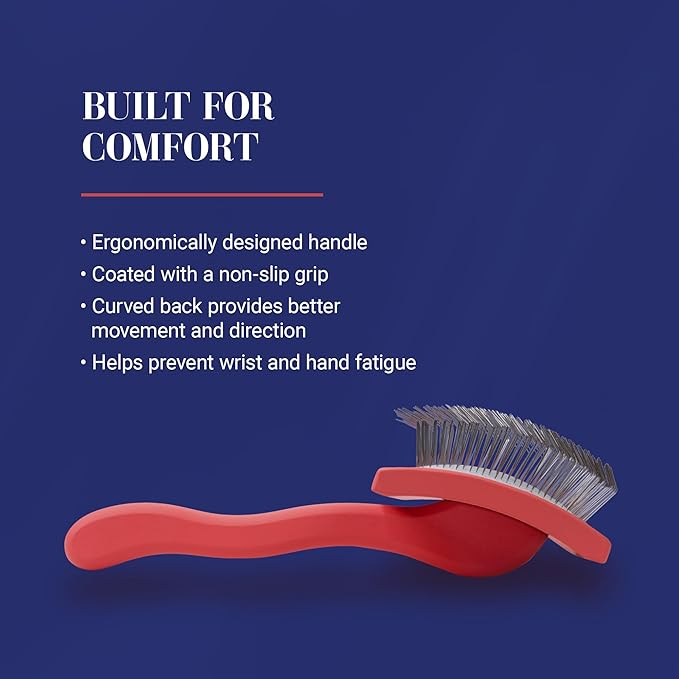 Chris Christensen Big G Dog Slicker Brush for Dogs (Goldendoodles, Labradoodles, Poodles), Groom Like a Professional, Fluff Detangle Style, Saves Time Energy, Coral, Large-Mewly Pet