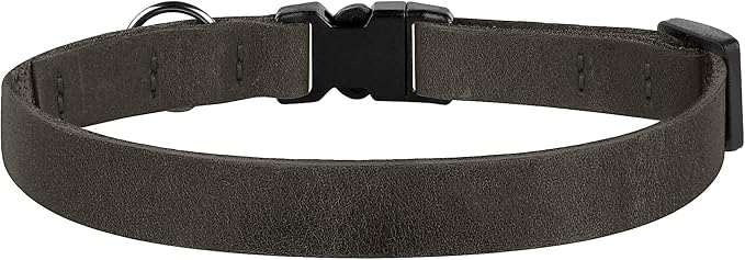 Breakaway Cat Collar Leather with Removable Bell - 13 Colors Available - Soft Adjustable Girl Boy Safety Lightweight Pet Kitten Collars Pink Brown Blue Green Red Orange Black (Graphite)-Mewly Pet