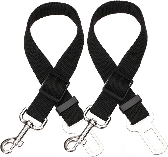 Elisel Elisel 2 Packs Adjustable Length Pet Dog Cat car seat Belt Pet seat Belt Pet Accessories for Dogs Cats and Pets (Black)-Mewly Pet