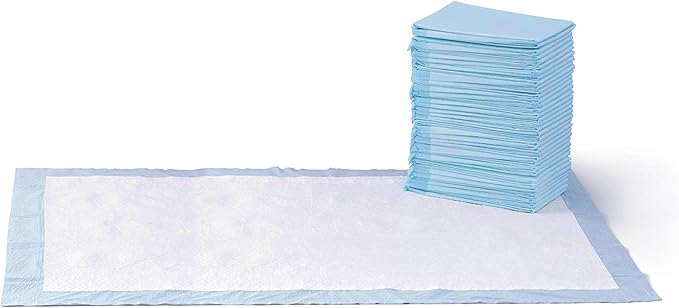 Amazon Basics Leakproof Dog and Puppy Pee Pads with 5-Layer Quick-Dry Surface for Potty Training, Standard Absorbency, Giant, 27.5 x 44Inch, Pack of 40, Blue & White-Mewly Pet