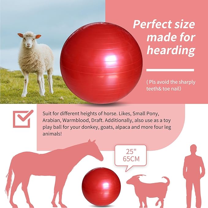 17-Inch Equine Ball for Play & Training - Anti-Burst, Mega Horse Soccer Ball for Goat, Donkey-Mewly Pet