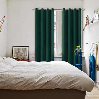 BGment Blackout Curtains for Bedroom - Grommet Thermal Insulated Room Darkening Curtains for Living Room, Set of 2 Panels (52 x 95 Inch, Emerald)