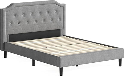 ZINUS Kellen Upholstered Scalloped Platform Bed Frame, Mattress Foundation, Wood Slat Support, No Box Spring Needed, Easy Assembly, Full