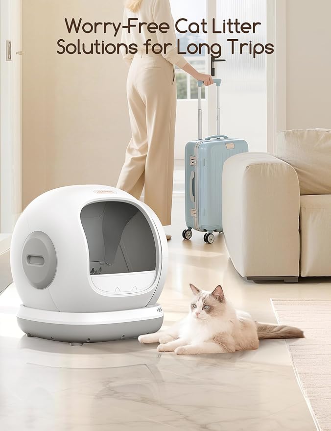 Meowant Self Cleaning Litter Box, Automatic Litter Box Self Cleaning with APP Control, 75L Extra Large Open Low Entry Smart Cats Litter Boxs for Multi-Cat Compatible Senior Cats Large Cats-Mewly Pet