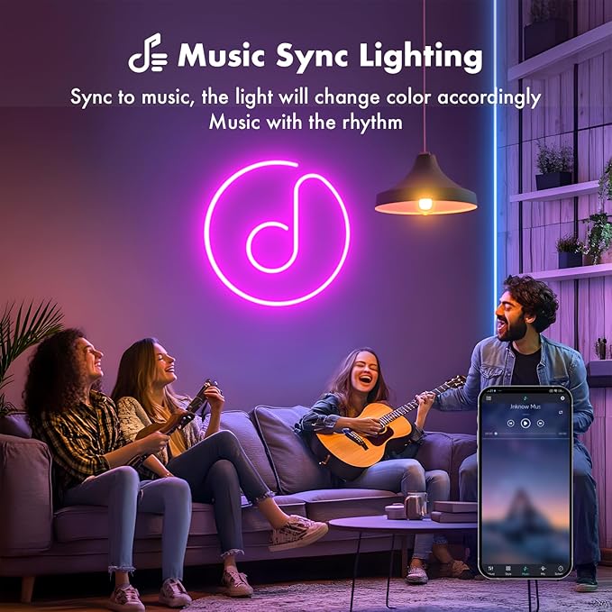 Neon Rope Lights,100FT RGB Led Strip Lights, Waterproof IP67, DIY Design, Music Sync, 44 Keys Remote Control, Multiple Modes, for Living Room, Bedroom, Holiday Decoration