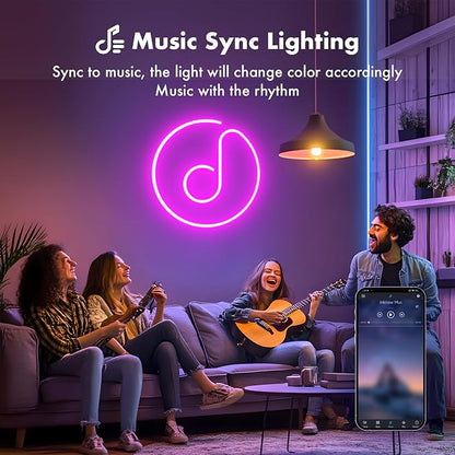 Neon Rope Lights,100FT RGB Led Strip Lights, Waterproof IP67, DIY Design, Music Sync, 44 Keys Remote Control, Multiple Modes, for Living Room, Bedroom, Holiday Decoration