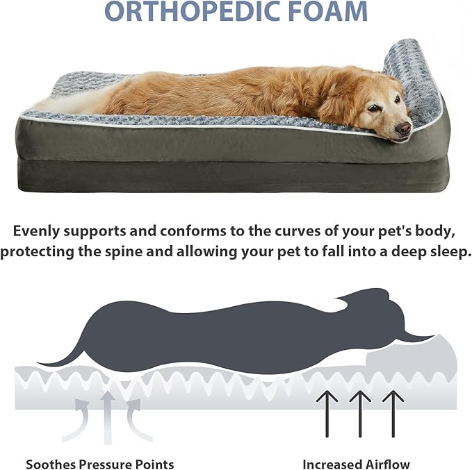 BFPETHOME Orthopedic Dog Beds for Large Dogs-Waterproof Sofa Pet Bed with Removable Washable Cover, Big Dog Bed with Waterproof Lining and Nonskid Bottom,Pet Bed for Large Dogs-Mewly Pet