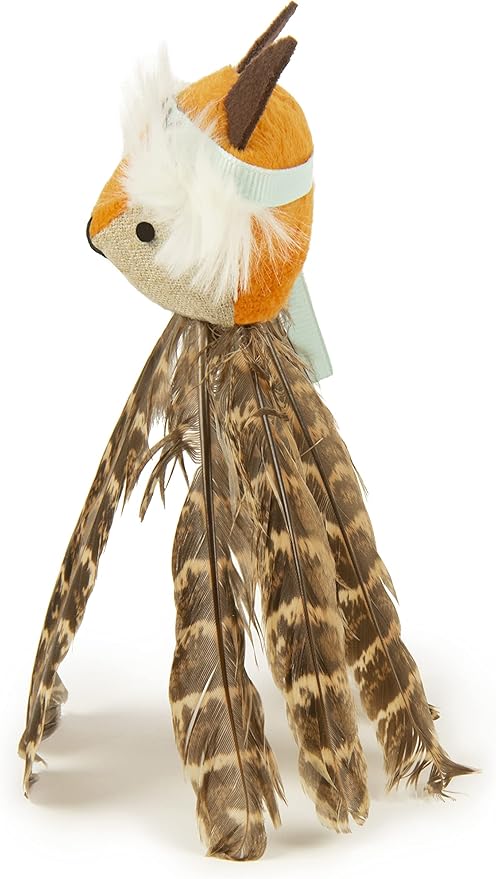 SmartyKat Toss-A-Fox Feather Toss & Chase Cat Toy, Randomly Selected Color - Brown OR White, One Size-Mewly Pet