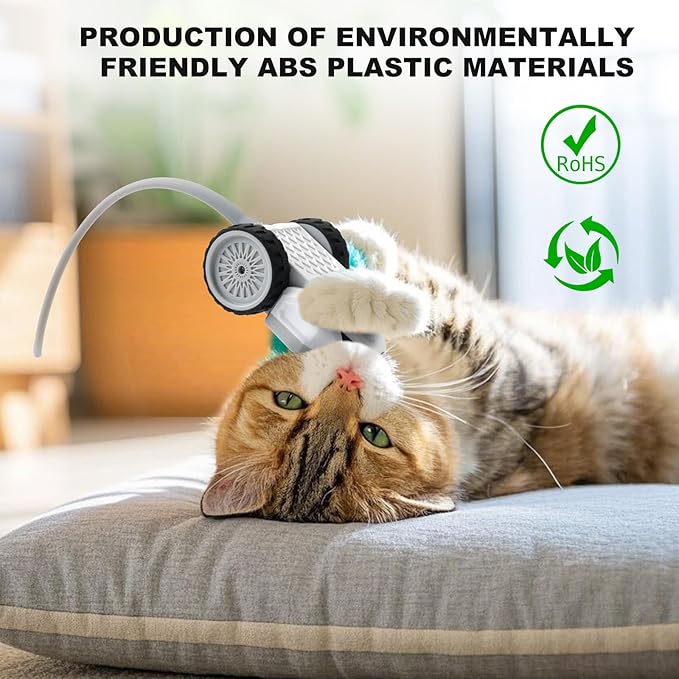 Interactive Cat Toys for Indoor Cats - Smart Moving Electric Mouse with Remote Control, Feather Tail, and Rechargeable Battery - Automatic Play for Bored Kittens & Adult Cats & Daily Exercise-Mewly Pet