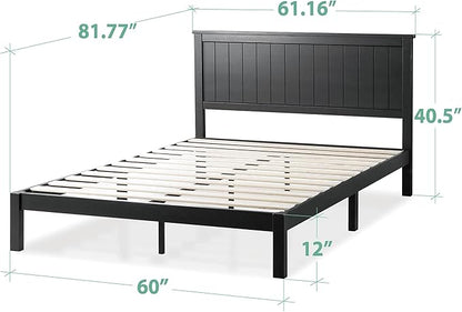 ZINUS Santiago Platform Bed Frame, Wood Slat Support, No Box Spring Needed, Easy Assembly, Queen, Black