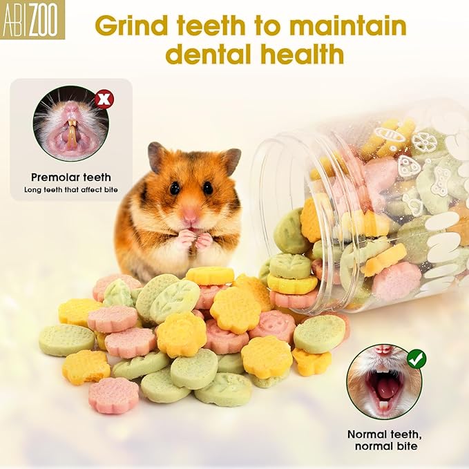 Abizoo 3 Vegetable Chews Treats: Grain Free Natural Snacks with Beet, Carrot, Spinach for Hamsters, Rabbits, Guinea Pigs & Gerbils Crunchy for Digestive Support & Dental Health 1.76oz/50g-Mewly Pet