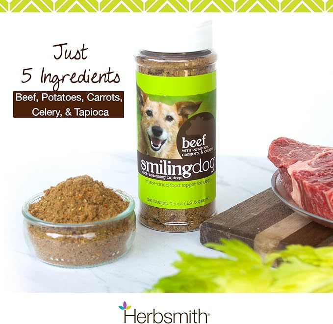 Herbsmith Kibble Seasoning – Freeze Dried Beef – Dog Food Topper for Picky Eaters - 4.5oz-Mewly Pet