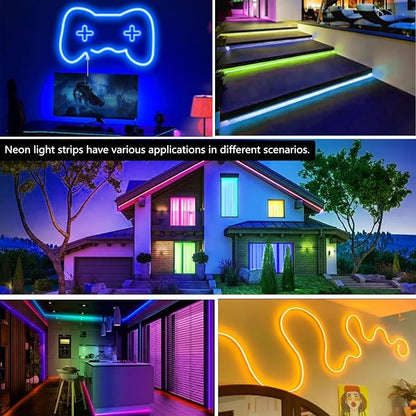 60FT Neon Rope Lights,Flexible Led Rope Light Control with App/Remote,Multiple Modes,Music Sync,IP65 Outdoor RGB Led Strip Lights Waterproof