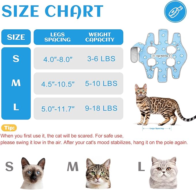 Supet Cat Grooming Hammock, Self-Adhesive Cat Nail Clipper Hammock, Soft Fabric Cat Wrap for Cutting Nails, Quickly Calm Down for Medicine, Teeth Brushing, Ear Cleaning-Mewly Pet