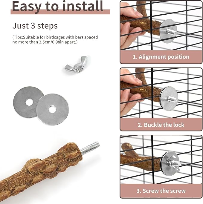 Bird Perches, 6pcs Natural Wood Birds Stand Branch, Bird Perch Chewing Stick Cage Accessories Parrot Climbing Standing Branches Paw Grinding Fork Sets for Parakeet Lovebirds Cockatiels-Mewly Pet