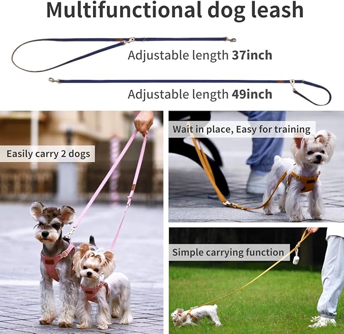 Puppytie No Pull xs Dog Harness with Multifunction Dog Leash,Soft Adjustable No Choke Escape Proof Pet Harness Vest,Navy,XS-Mewly Pet