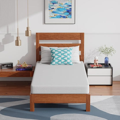 PayLessHere 6 Inch Twin XL Green Tea Memory Foam Mattress Cooling Gel Infused Mattress,Medium Firm Mattresses Fiberglass Free/CertiPUR-US Certified/Bed-in-a-Box/Pressure Relieving Twin XL Size,White